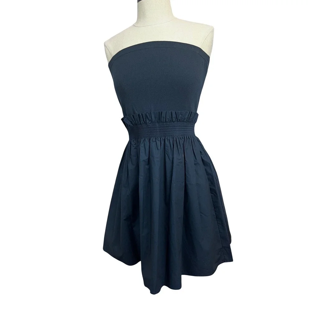 Sundays Tube Dress Women S Navy New Strapless Paperbag‎ Waist Anthropologie